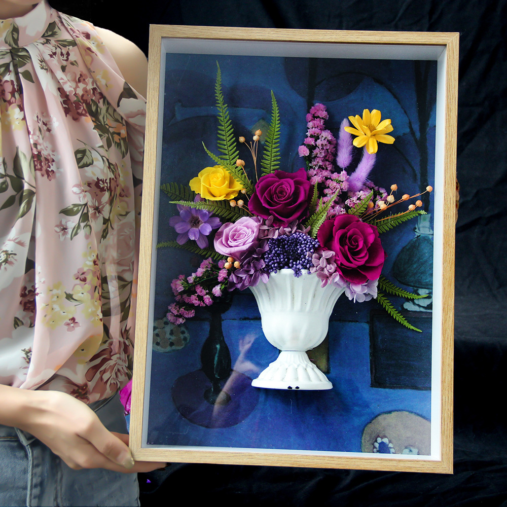 Flor de la inmortalidad marco de madera tiempo eterno soporte personalizado al por mayor transfronterizo Amazon día de San Valentín regalos de Navidad