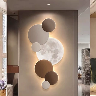 现代轻奢玄关装饰画竖版LED灯壁画高级感走廊过道电视背景墙挂画