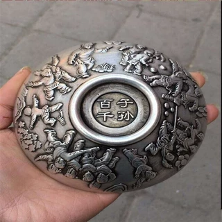 批发古玩杂项复古做旧白铜百子碗铜碗茶碗工艺品摆件批发