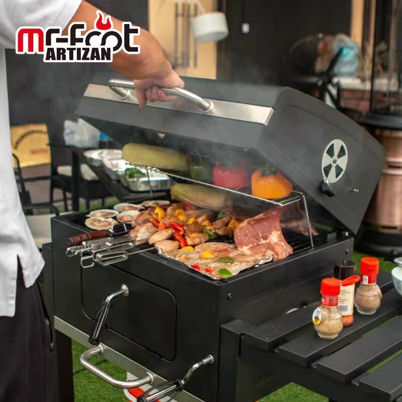 Artesanos al aire libre parrilla parrilla casera hierro fundido parrilla red patio carbón jardín villa familia BBQ americana