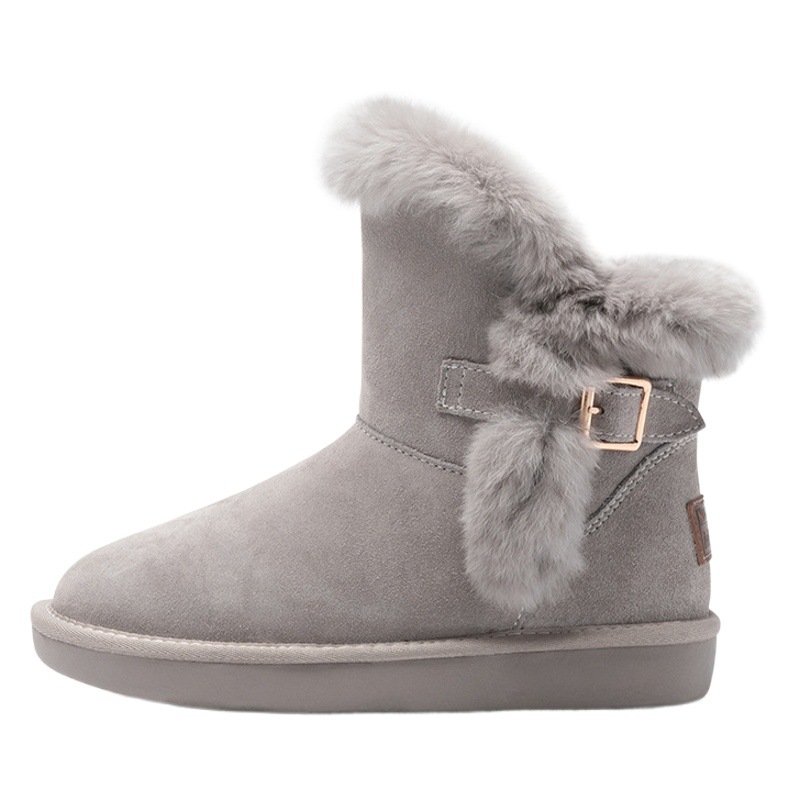 Botas de Nieve Augu Shiden para Mujer, Invierno 2025, Nuevas, Modernas, con Suela Gruesa, Cómodas, Casuales, Punta Redonda, Tacón Plano, de Algodón