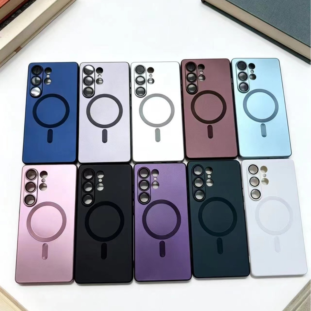Samsung S24 dustproof net phone case with metallic paint, suitable for Galaxy S25ULTRA wireless magnetic cover and S23PLUS