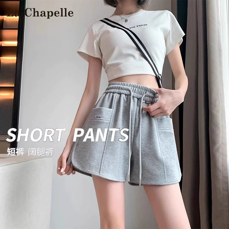 Gray Sports Shorts for Women 2026 Summer New Thin High-Waisted A-Line Hot Pants Loose Casual Wide-Leg Shorts