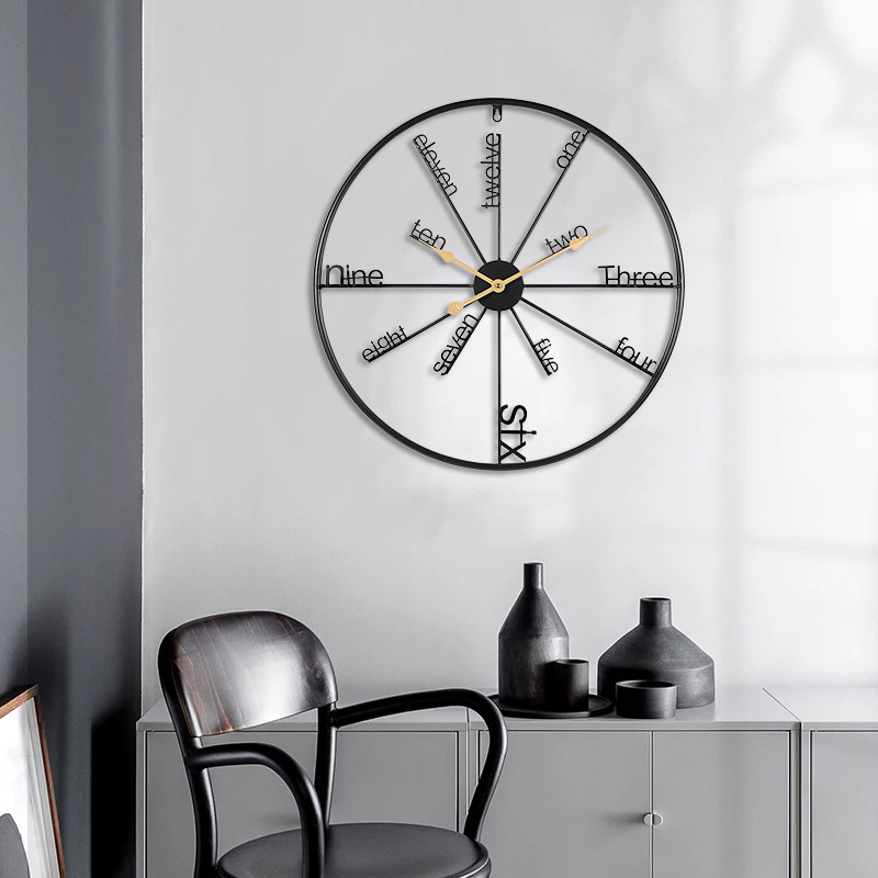 亚马逊新款装饰静音时钟欧式跨境复古铁艺钟表铁艺壁钟 个性挂钟