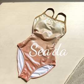 【美拉德】夏显瘦连体三角低叉竞速泳衣女双层带胸垫泳装新款运动