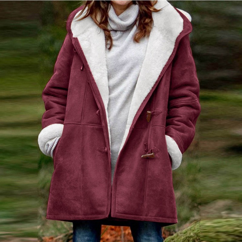 Abrigo de Lana para Mujer de Lana y Poliéster con Capucha para Invierno