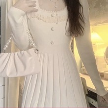 感女神范针织连衣裙女法式小个子气质显瘦设计感内搭裙子长裙