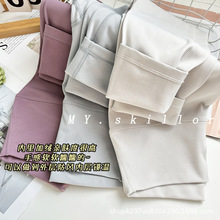 lulu同款加绒亲肤高腰瑜伽裤女显瘦防卷边无尴尬线裸感运动打底裤