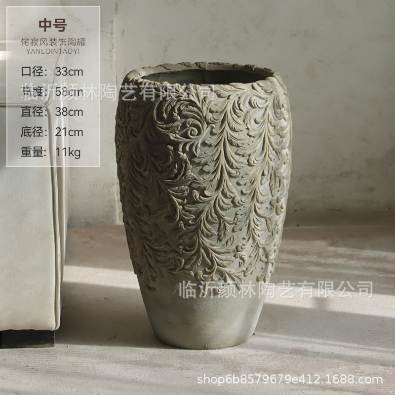 Nórdico en relieve de cemento maceta alta sala de estar balcón hotel patio de gran calibre maceta verde decoración del centro comercial