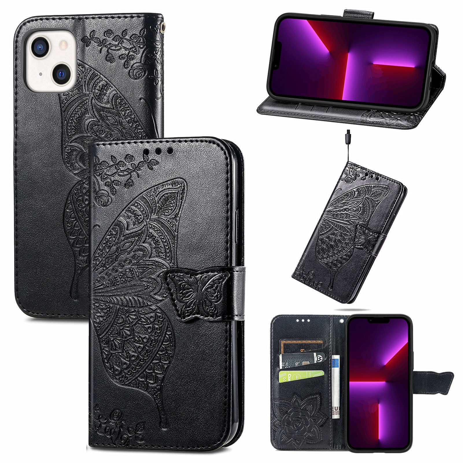 Mandala Embossed Leather Wallet Phone Case For Iphone 16_voghion.com