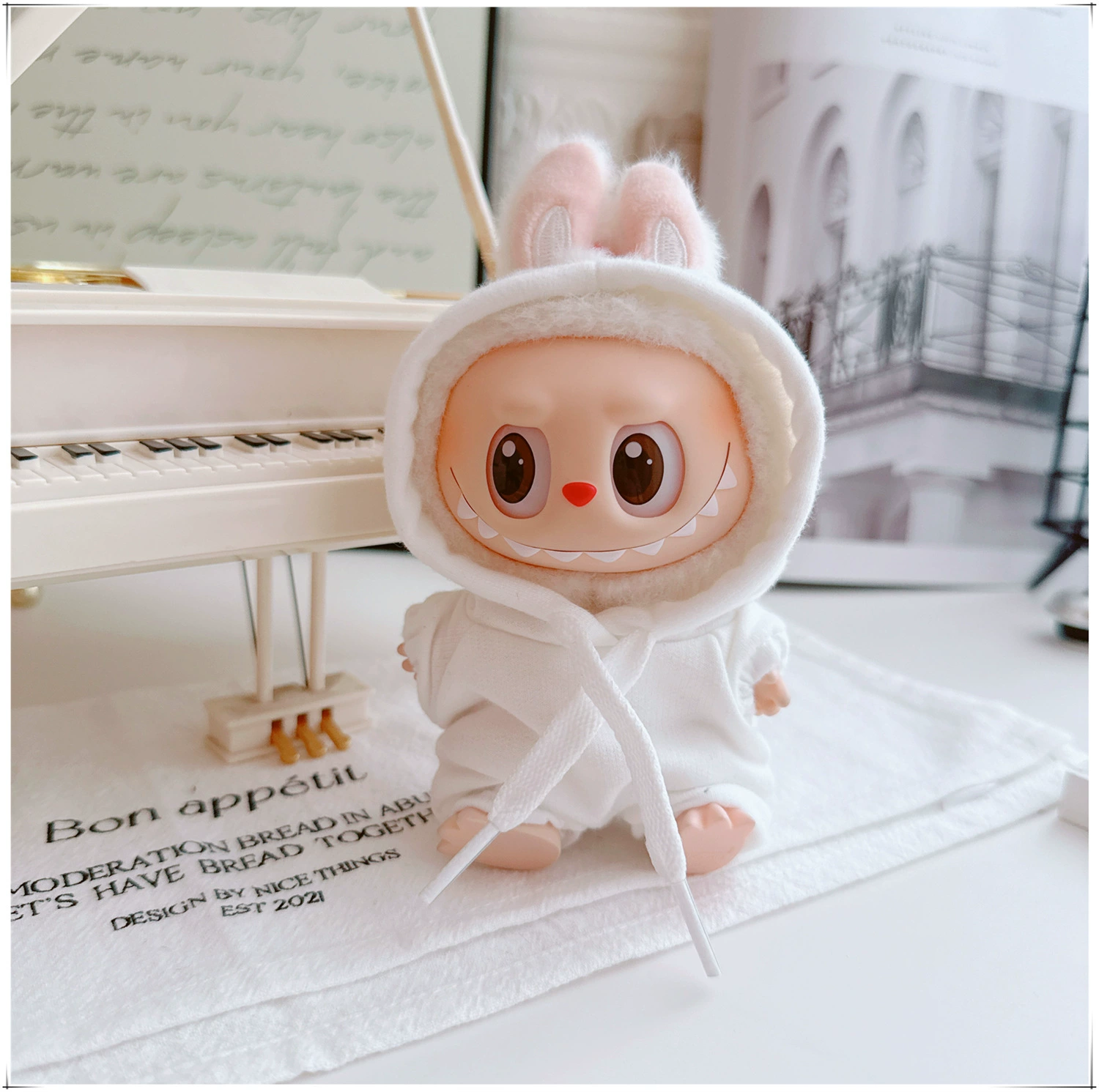 17см кукольная одежда Labubu, 10см хлопковая кукла Микки семейная черная, белая и серая модная толстовка худи штаны