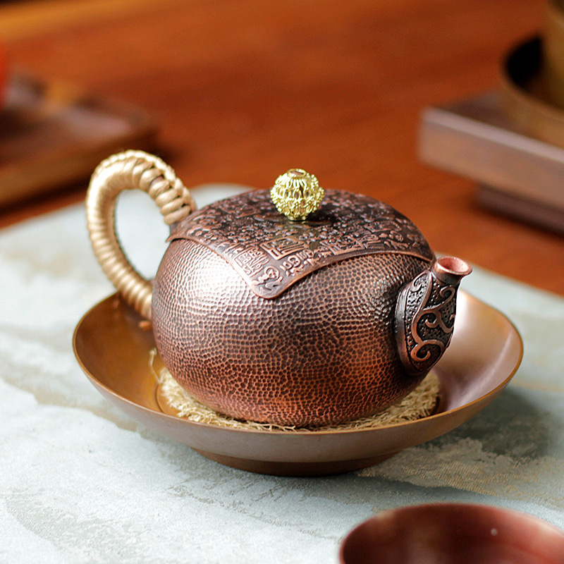 新款冲泡铜壶无涂层紫铜烧水茶壶红铜功夫茶具户外家用复古烧水壶