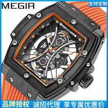 美格尔新款男士酒桶型批发抖音爆款时尚潮流硅胶表带夜光运动手表