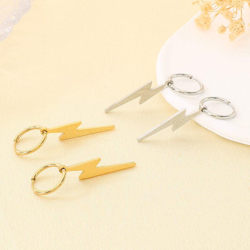 Pendientes de aro rayo brillantes unisex estilo moda_voghion.com
