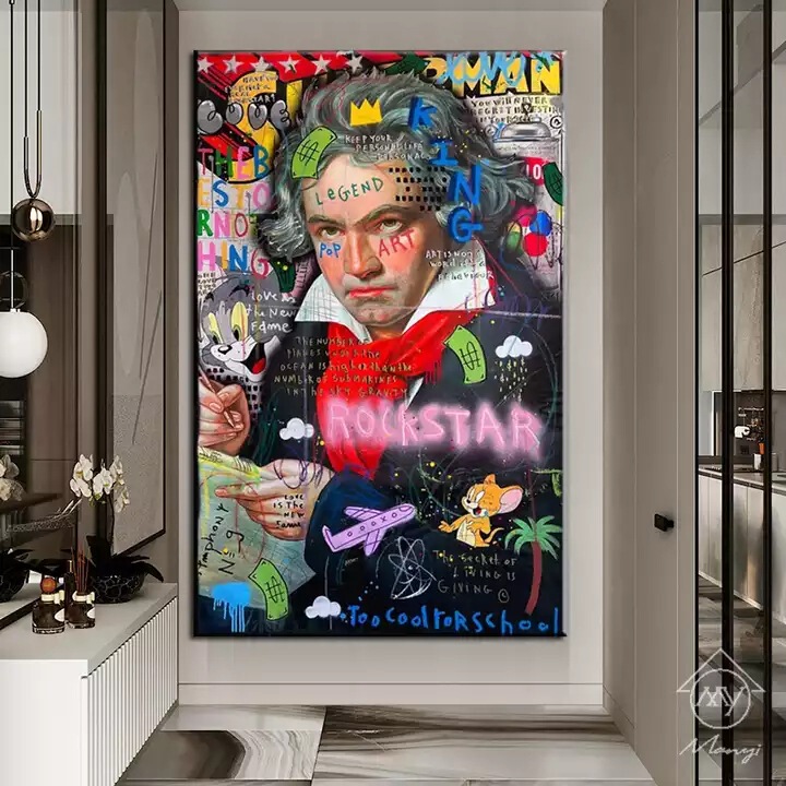 Foreign Trade Hot-Selling Graffiti Rock Star Decorative Painting Living Room Bedroom Hanging Canvas Painting Frameless High-Definition Printing Painting Core Foreign Trade Hot-Selling Graffiti Rock Star Decorative Painting Living Room Bedroom Hanging Canvas Painting Frameless High-Definition Printing Painting Core