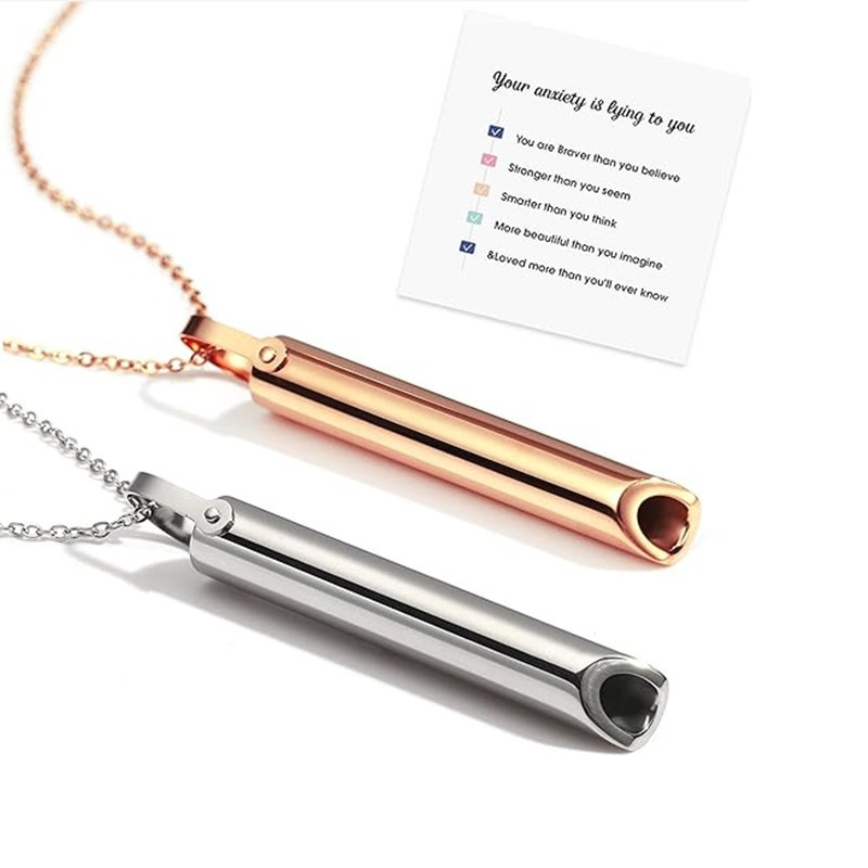 Cross-border Amazon Hot Sale Stainless Steel Whistle Decompression Anxiety Meditation Mindfulness Breathing Yoga Titanium Steel Pendant Necklace Cross-border Amazon Hot Sale Stainless Steel Whistle Decompression Anxiety Meditation Mindfulness Breathing Yoga Titanium Steel Pendant Necklace