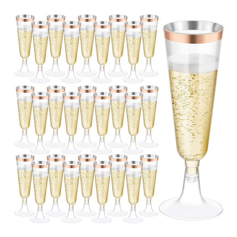 Copa de champán de plástico dorada, copa de cóctel desechable, copa transparente para vino tinto, copa para soda y martini