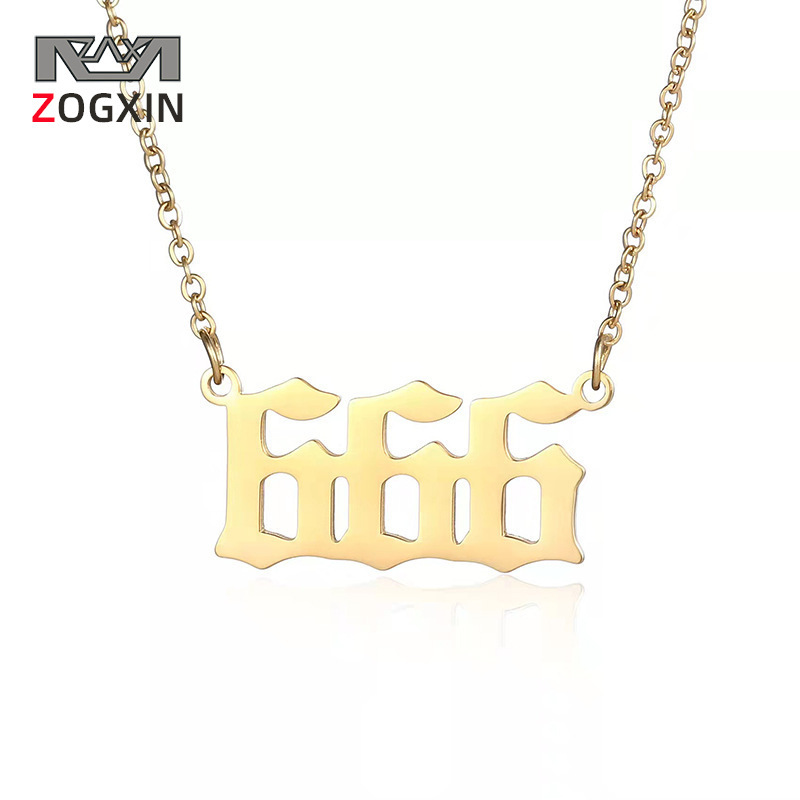 Cross-border Stainless Steel Lucky Digital Necklace European and American Simple 18K Titanium Steel 111-999 Digital Pendant Necklace Women Cross-border Stainless Steel Lucky Digital Necklace European and American Simple 18K Titanium Steel 111-999 Digital Pendant Necklace Women