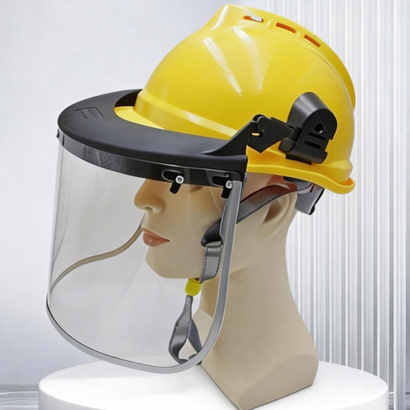 Casco de seguridad con protector facial adicional, soporte de aluminio, protector facial antisalpicaduras, protector facial con bordes metálicos de aluminio. image 10
