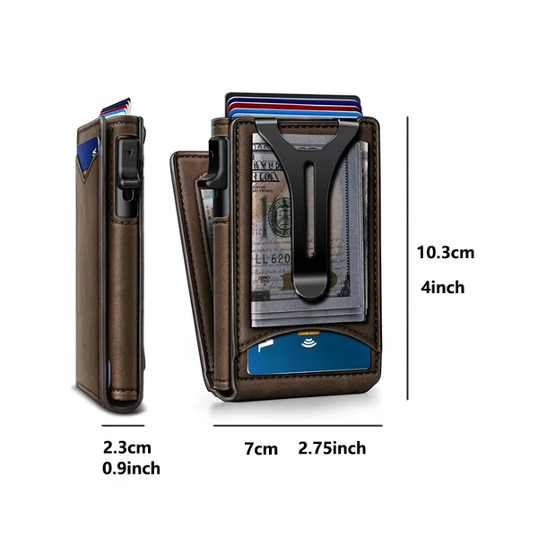 Amazon's Best-Selling Men's Wallet, Double-Fold Flip Metal Wallet, Card Holder, Rfid Anti-Theft, Multi-Functional Color-Blocking Card Holder