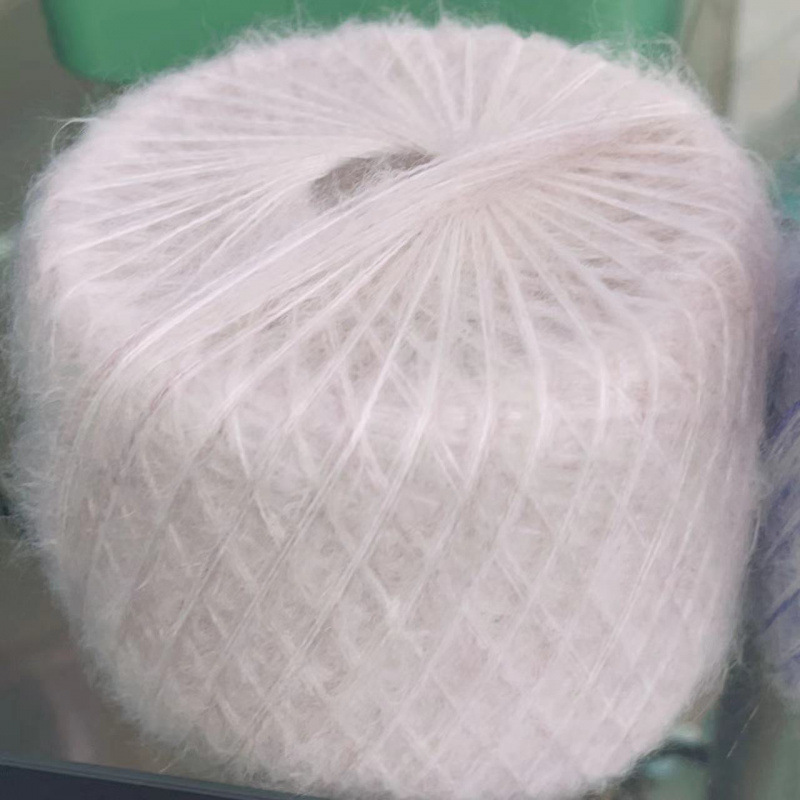 모헤어 3가닥 보라색 흰색