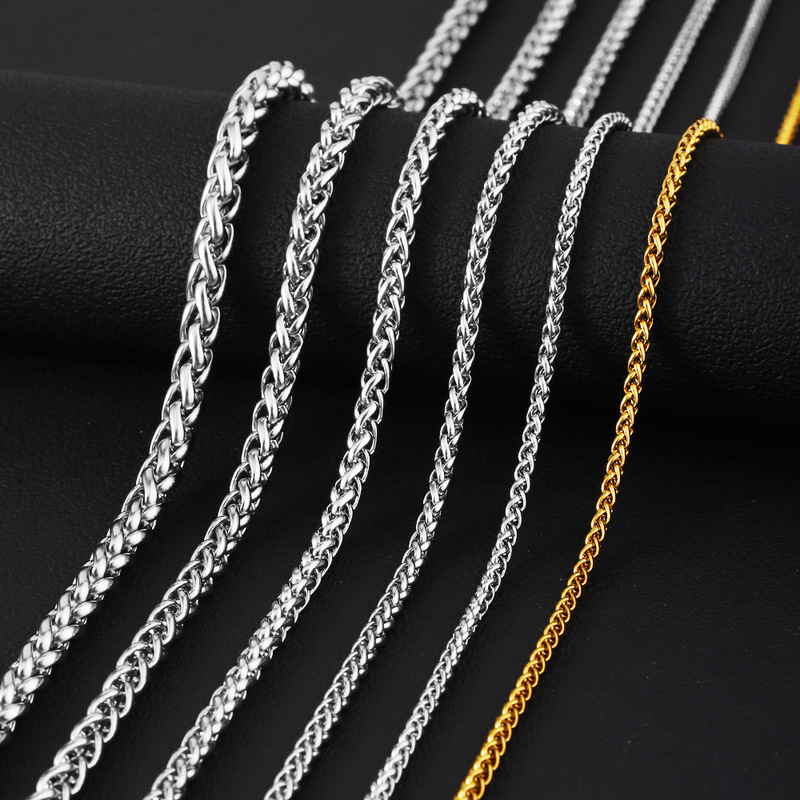 Stainless steel necklace keel chain necklace cross-border men's sweater chain chain women's all-match flower basket chain titanium steel bracelet