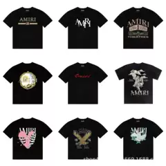 2025 Summer Amiri Short Sleeve Streetwear Colorful Letter Logo Print Amiri Crewneck T-Shirt