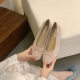 Inner Height Retro Red Single Shoes Women's Shoes 2025 New Spring French Pink Ballet Gentle Evening Shoes