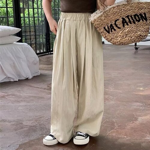 Girls' Summer Pants 2024 New Style Medium and Large Girls Fashionable and Trendy Thin Casual Wide Leg Pants