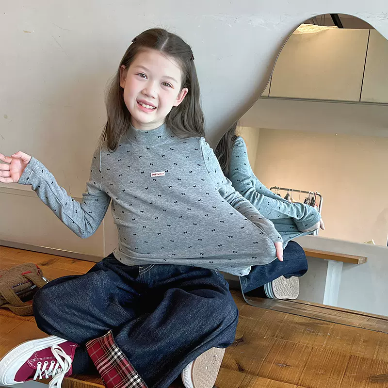 女童内搭高领打底衫儿童洋气长袖t恤大童上衣女孩2025冬装新款