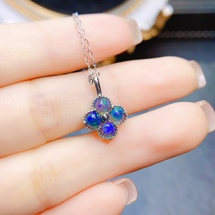Factory wholesale explosions natural opal pendant S925 silver inlaid main stone 4*4 selling Europe and the United States a generation of hair