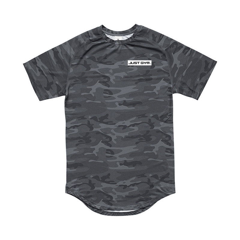 Men's fitness camouflage T-shirt short sleeve quick drying breathable base shirt_voghion.com