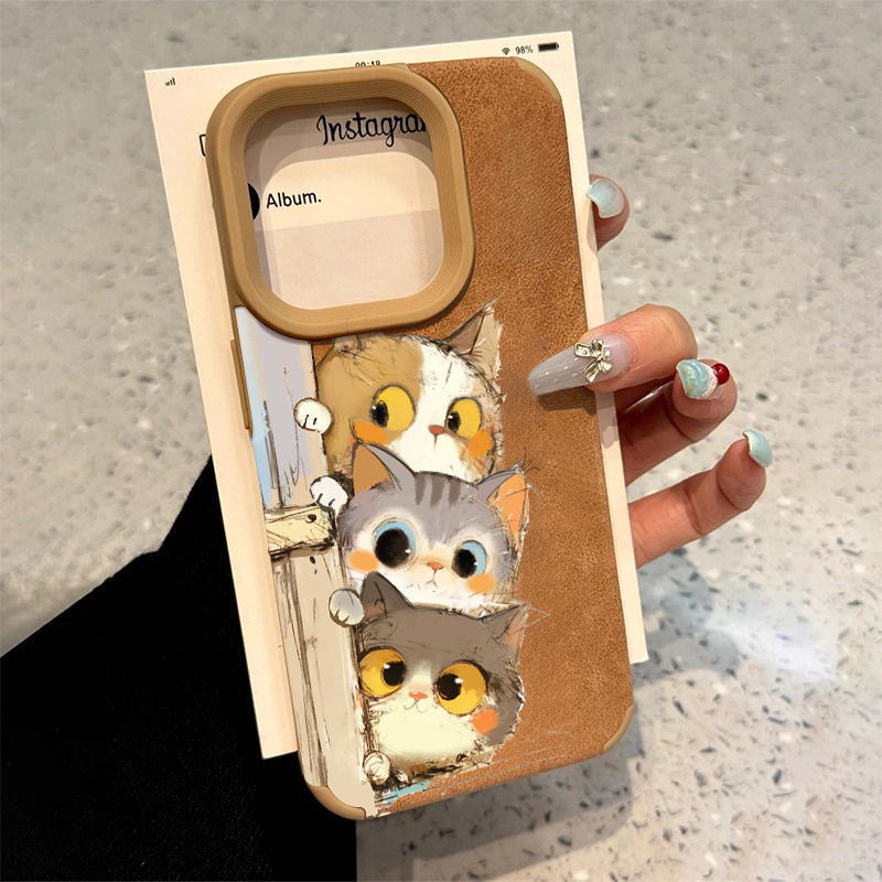 Probe Cat Suitable for Apple 16Promax Mobile Phone Case Iphone15 Suede 14 Soft Shell 13 High Appearance 12