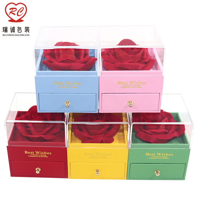 亚马逊跨境包装盒项链戒指耳钉盒 永生花马卡龙首饰盒 工艺花礼盒
