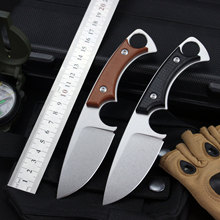 GT0181户外防身刀具锋利D2钢亚麻柄便携石洗配K鞘小刀跨境
