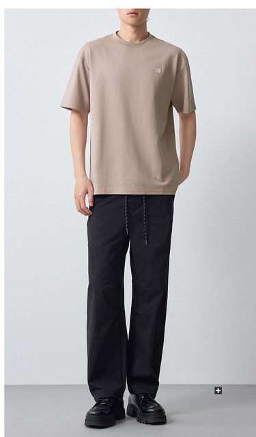 Áo thun nam cổ tròn cotton dày 210g thấm hút tốt — đen chi tiết 16