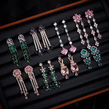 奢华重工珠宝款麦穗花朵满镶锆石耳环轻奢高级感晚宴气质搭配耳饰