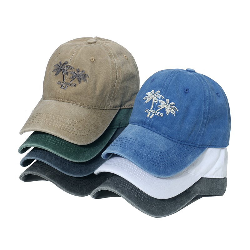 154g Weight Baseball Cap Hats Type Men's Retro Coconut Tree Embroidery Baseball Cap