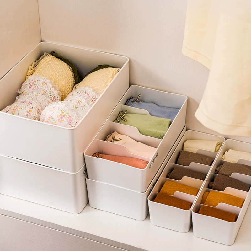 Underwear storage box — plastic organizer for socks and bras, divided drawer insert