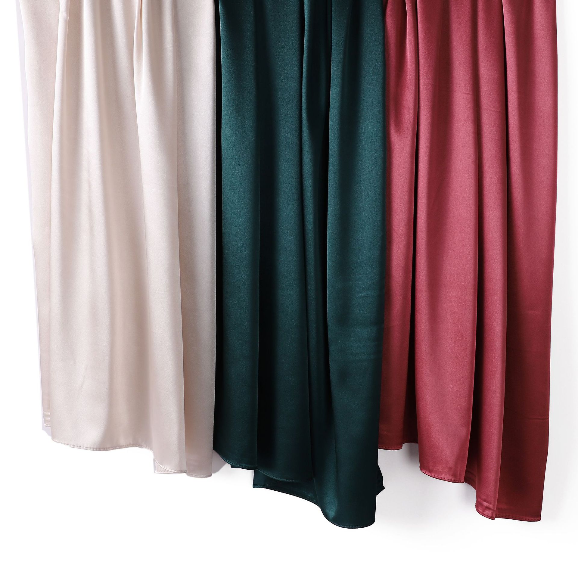 Solid Satin I mitation Long Indonesian Monochrome Pearl Color Ding Bag Headcloth Cover Women's Silk Scarf_voghion.com