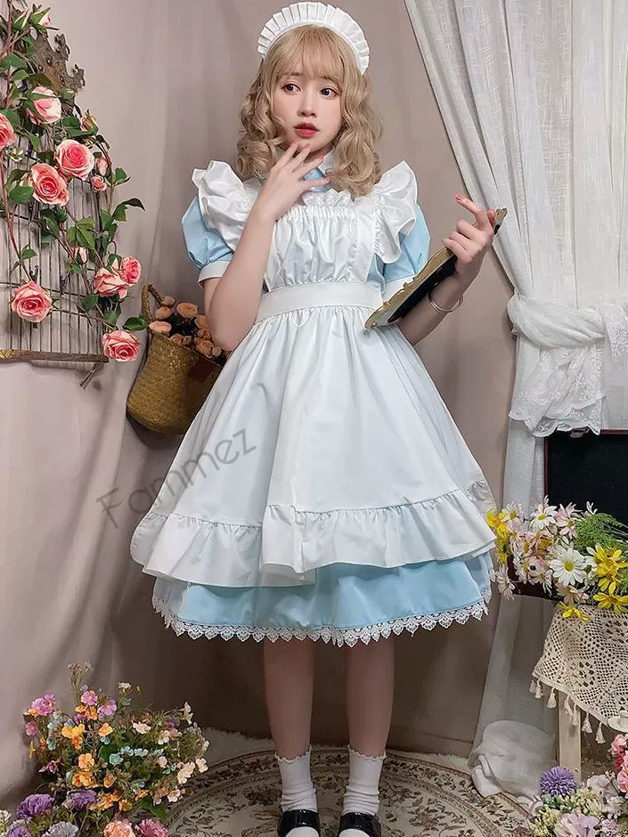 Японская мини-юбка, милая форма, платье, с коротким рукавом, косплей, стильLolita
