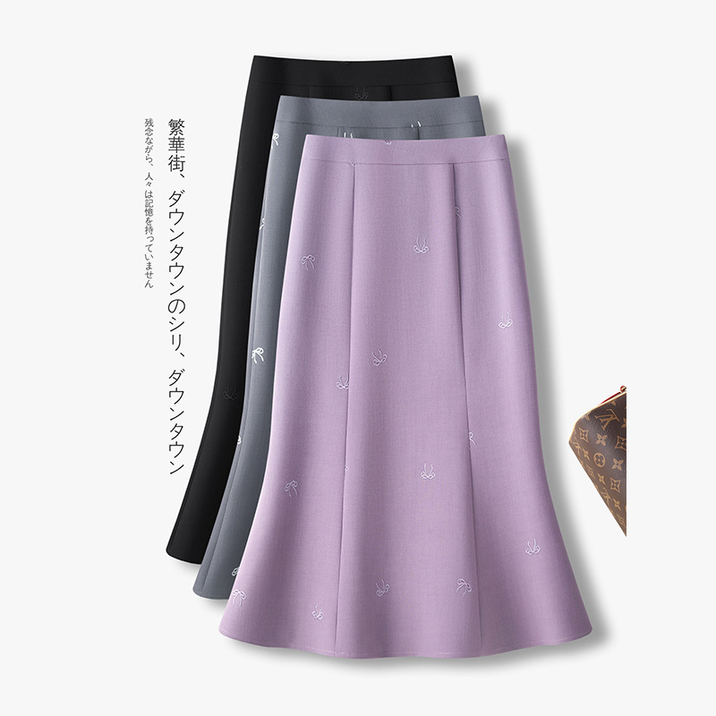 包臀鱼尾裙气质西装中长裙女2025秋装新款高腰显瘦高级感半身裙子|undefined