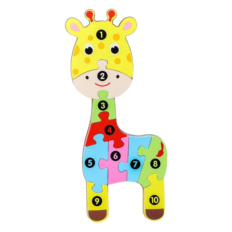 Madera 3D hebilla rompecabezas tridimensional rompecabezas de tráfico de animales Digital educación temprana cognitiva tablero de agarre de la mano juguetes para niños al por mayor