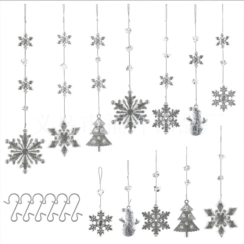 新製品 12 ピースクリスマスツリーアクリルスノーフレーク装飾パーティーデコレーション透明スノーフレーククリスマスペンダント|undefined