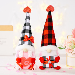 Cross-border new faceless doll ornament Valentine's Day Mother's Day figure grid heart faceless doll ornament figure