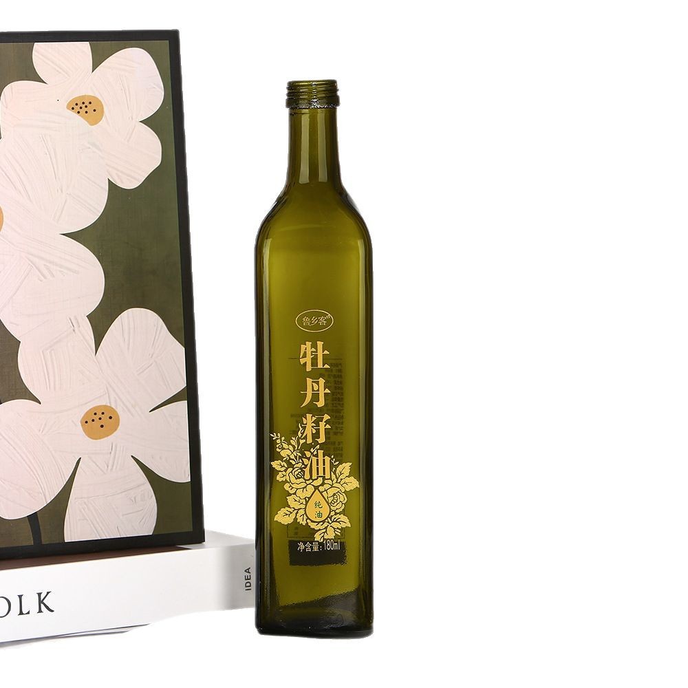 厂家批发橄榄油瓶山茶花核桃芝麻油瓶空瓶玻璃