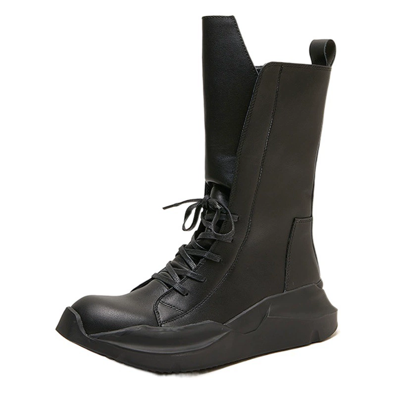 Мужские высокие ботинки в европейском и американском стиле, из натуральной кожи, с круглым носком, дышащие, на шнуровке, на толстой подошве, увеличивающие рост, кроссовки, рыцарские сапоги, в ретро-стиле, летний стиль