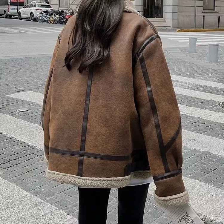 Demi-season retro jacket, oversize, increased thickness