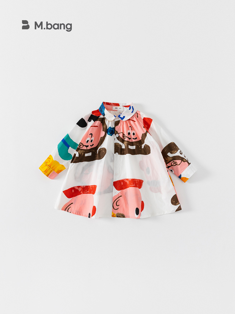 Youbao ropa para niños primavera y otoño ocio niñas lindo vestido de camisa de graffiti falda para niños vestido para niños QQ22065