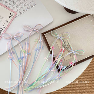Forest-Style Fairy Long Ribbon Bow Hairpin Ballet Style Children's Bangs Clip Pair for Girls Hanfu Hair Accessory Clip